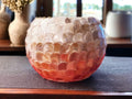 Handcrafted scalloped Capiz-style mosaic bowl with iridescent shell pieces, showcasing intricate design and elegant craftsmanship.