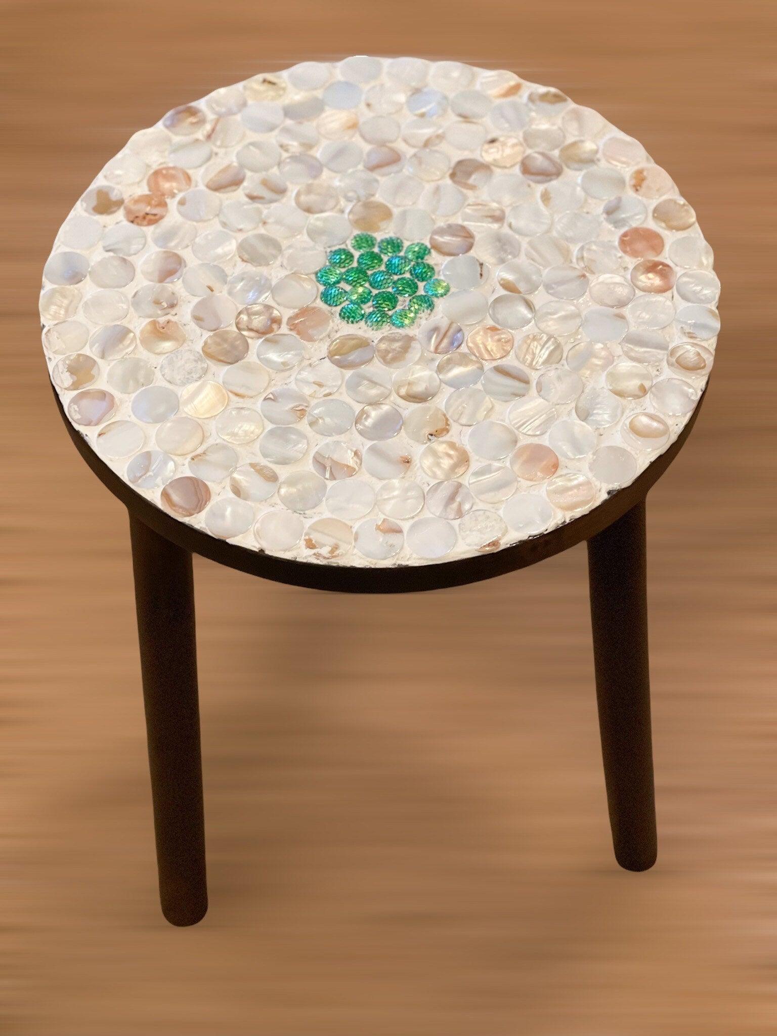 Tall mother of pearl plant stand with sleek design, showcasing a decorative stand for potted plants, ideal for stylish home decor.