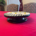 Daisy floral mosaic art cake plate with colorful floral design, perfect for serving desserts and decorative display