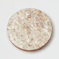 Handmade mother of pearl mosaic decorative stand with intricate patterns by Miss Bette's Creations.