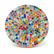 Plant Stand White, Handmade Round Plant Stand, Mosaic Plant Riser, Unique White Plant Stand, Medium White