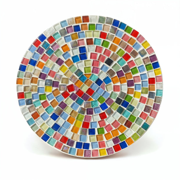 Plant Stand White, Handmade Round Plant Stand, Mosaic Plant Riser, Unique White Plant Stand, Medium White