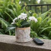 Mother of Pearl Flower Pot | Pearl Planter | Decorative Indoor Planter | Planter with Drainage | Mosaic Planter | Mosaic Plant Gift