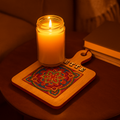 Handcrafted diamond art wood cutting board featuring intricate diamond patterns and smooth finish, ideal for kitchen use.