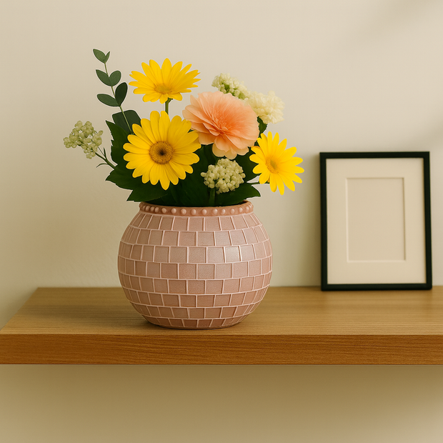 Disco Ball Planter| Pink disco ball gift | Pink disco decor | mosaic planter | pink disco art | pink vase | pink plant pot | round planter