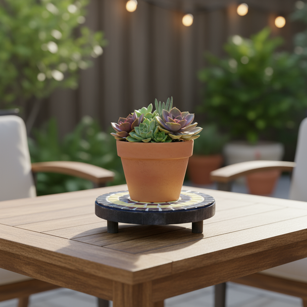 Large Yellow & Blue Plant Stand