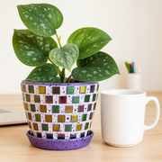 Mosaic Planter | Purple Planter | Planter with Drainage | Small Planter | Plant Pot with Drainage | Succulent Planter | Cactus Planter