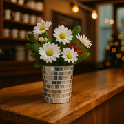 9.5” Tall X 6” Glass Mosaic Planter