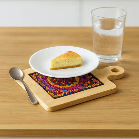 Trivet Set | Miniature Wood Cutting Board | Decorative Crystal Chip Design | Hot Plate | Plant Stand |Candle Base | Decorative Wall Hanging