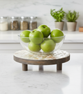Handmade Mother of Pearl Penny Mosaic Decorative Stand by Miss Bette's Creations, featuring intricate mosaic design and elegant craftsmanship.