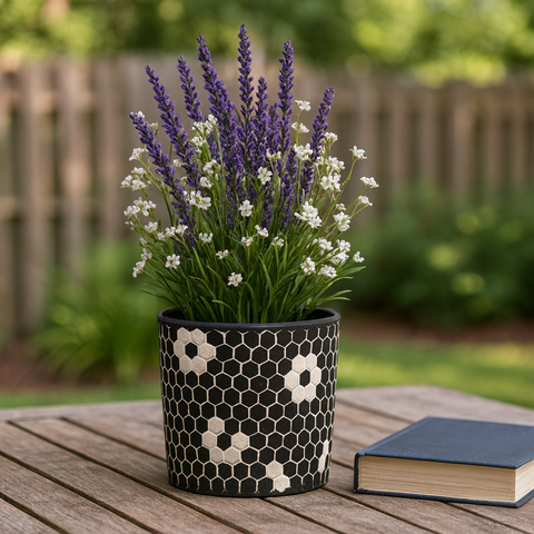 Black and White Planter | Mosaic Planter | Tile Plant Pot | 12” Planter | Decorative Planter | Boho Planter | Maximalist Planter
