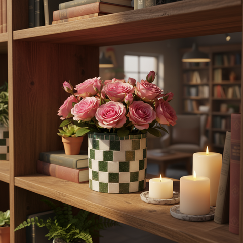 Green and White Planter