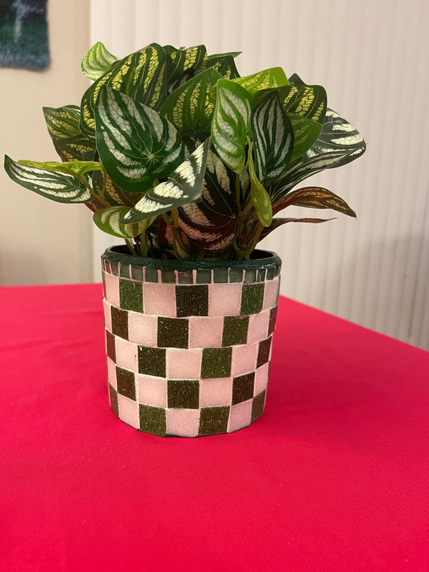 Green and White Planter