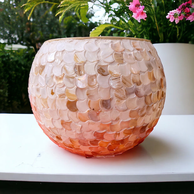 Mother of Pearl Planter | Large Planter | 12 Inch Planter | Extra Large Vase | Mosaic Planter | Large White Plant Pot | Pearl Mosaic