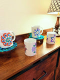 Handpainted coffee mug with colorful floral design, ceramic cup from My Store featuring vibrant, detailed artwork.