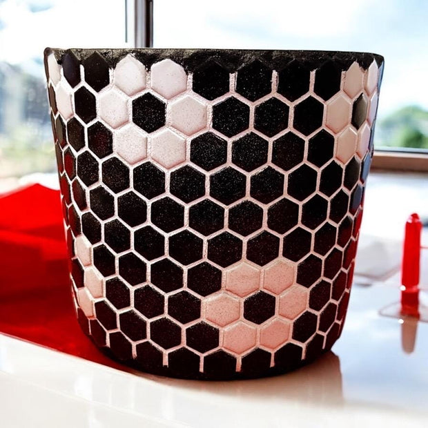 Black and White Planter | Mosaic Planter | Tile Plant Pot | 12” Planter | Decorative Planter | Boho Planter | Maximalist Planter