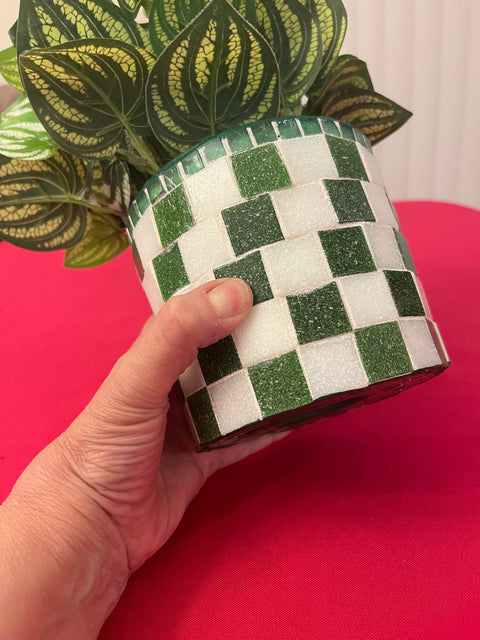 Green and White Planter