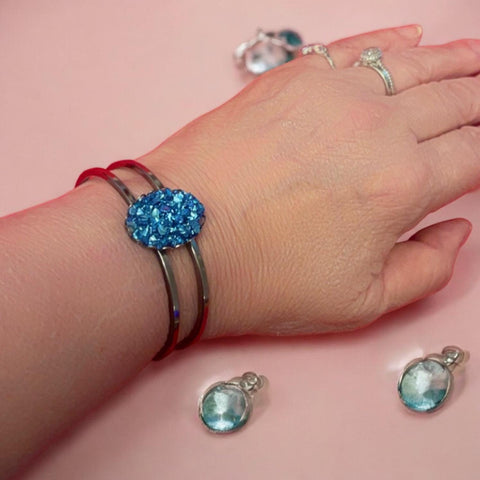Deep Blue Glass Cuff Bracelet
