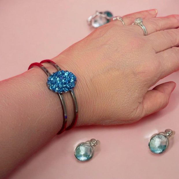 Deep Blue Glass Cuff Bracelet