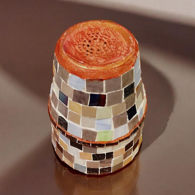 9.5” Tall X 6” Ceramic Mosaic Planter