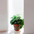 Iridescent mosaic planter with handcrafted design, featuring vibrant, shimmering tiles perfect for indoor or outdoor plants.