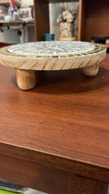 Handmade gold mirror and silver glass mosaic decorative plate with intricate patterns and reflective surface.
