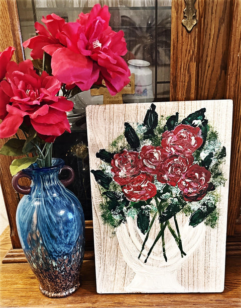 Hand painted Hearts Wooden Checkerboard Coffee Table Tray