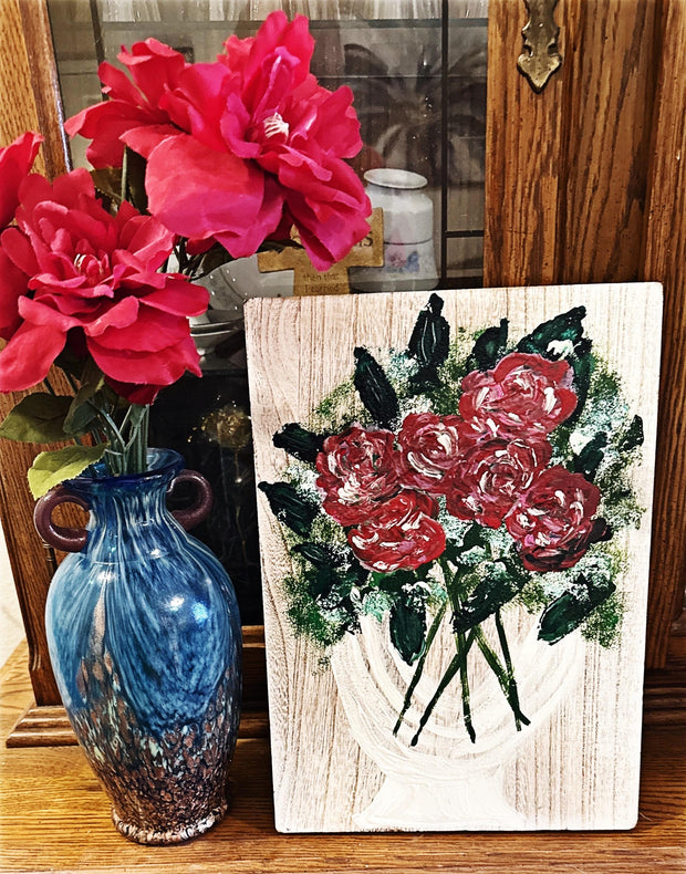 Hand painted Hearts Wooden Checkerboard Coffee Table Tray