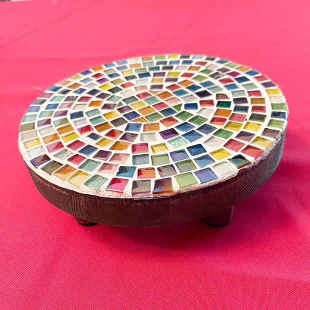 Plant Stand, Handmade Round Plant Stand, Mosaic Plant Riser | SMALL VERSION| Unique Plant Stand