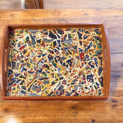 Mexican Serving Tray | Tile Serving Tray | Mosaic Serving Tray | Wood Handled Tray | Living Room Tray | Ottoman Tray | Mexican Mosaic