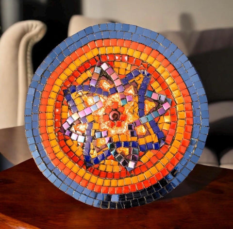 Simple Star | Mosaic Plate | Mid-Century Modern Decor| stained Glass Wall Art