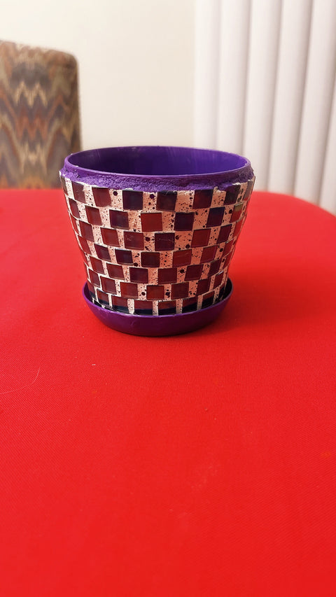 Mosaic Planter | Purple Planter | Planter with Drainage | Small Planter | Plant Pot with Drainage | Succulent Planter | Cactus Planter