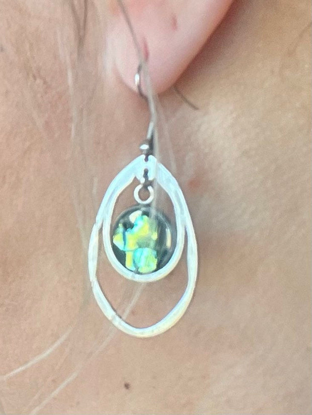Cut Glass Yellow-Green Drop Earrings