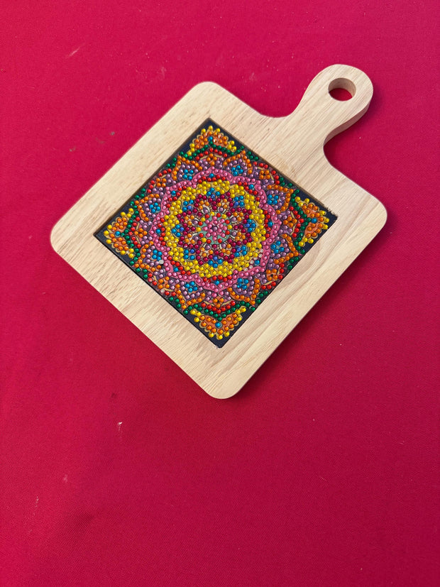 Trivet Set | Miniature Wood Cutting Board | Decorative Crystal Chip Design | Hot Plate | Plant Stand |Candle Base | Decorative Wall Hanging