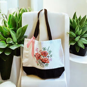 Large White and Black Design-Transferred Custom/personalized Canvas Bag