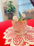 Artisan Sandstone Scale Mosaic Vase with intricate mosaic pattern in warm sandstone tones, handcrafted by My Store.