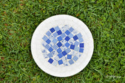 White Rimmed Mosaic Wall Decor, Blue and White Decorative Plate, Mosaic Plate