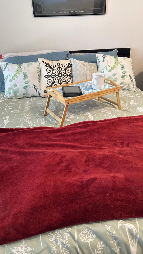 Turquoise Mother of Pearl Mosaic Wooden Bed Tray