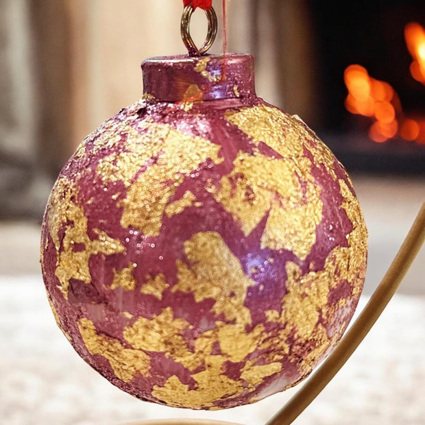 Rose and Gold Leaf Christmas Ornament