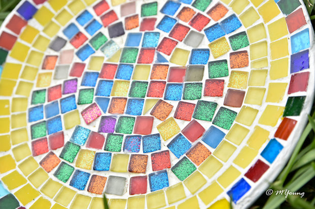 Sunburst Mosaic Decorative Plate, Small Display Plate, Glass Art | Mid-Century Modern Decor
