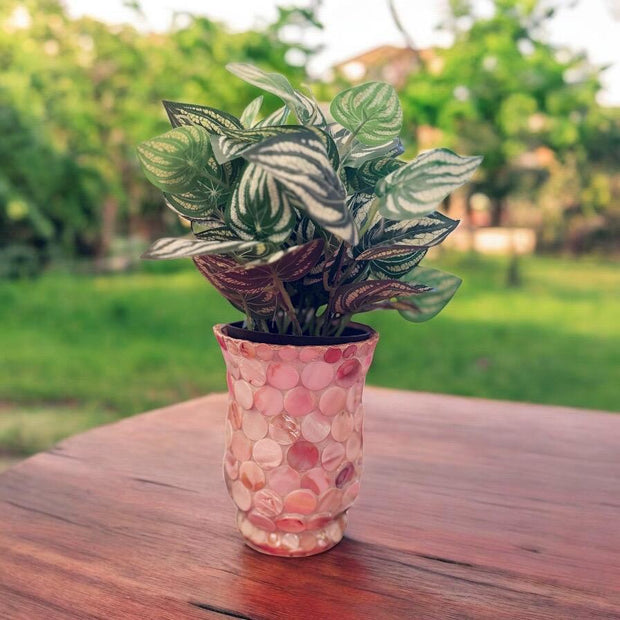 Mother of Pearl 6” Vase |Hurricane Lamp Vase|Handmade Vase | Mother of Pearl Planter