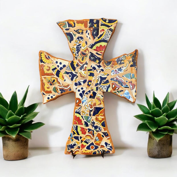 Mexican Mosaic Tile Christan Wall Cross