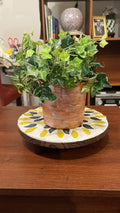 10-inch handcrafted botanical petal mosaic plant stand with vibrant floral patterns, perfect for indoor or outdoor plants.