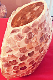 Mother of Pearl Vase | Mosaic Vase | 10 Inch Vase | Decorative Vase | Statement Vase | Round Vase | Unique Vase | Oval Vaae | Planter Vase