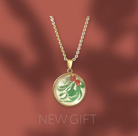 Hand Painted Colorful Christmas Pendant Necklace