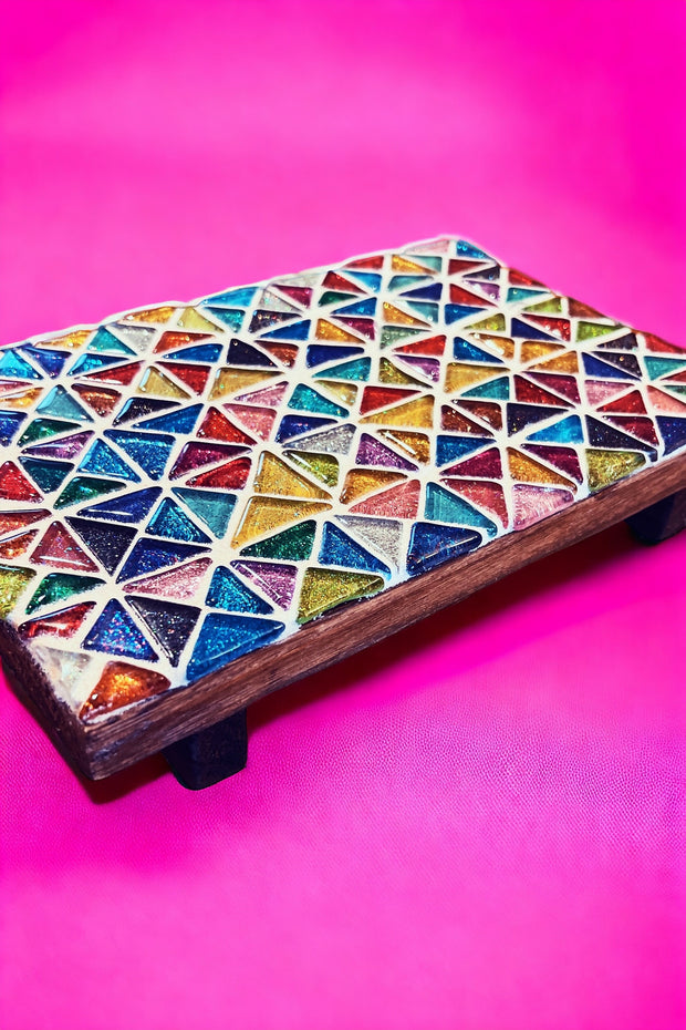 Mosaic Plant Stand | Kitchen Riser | Plant Riser | Decor Riser | Decorative Stand | Mosaic Plant Gift | Colorful Tile Gift | Table Riser