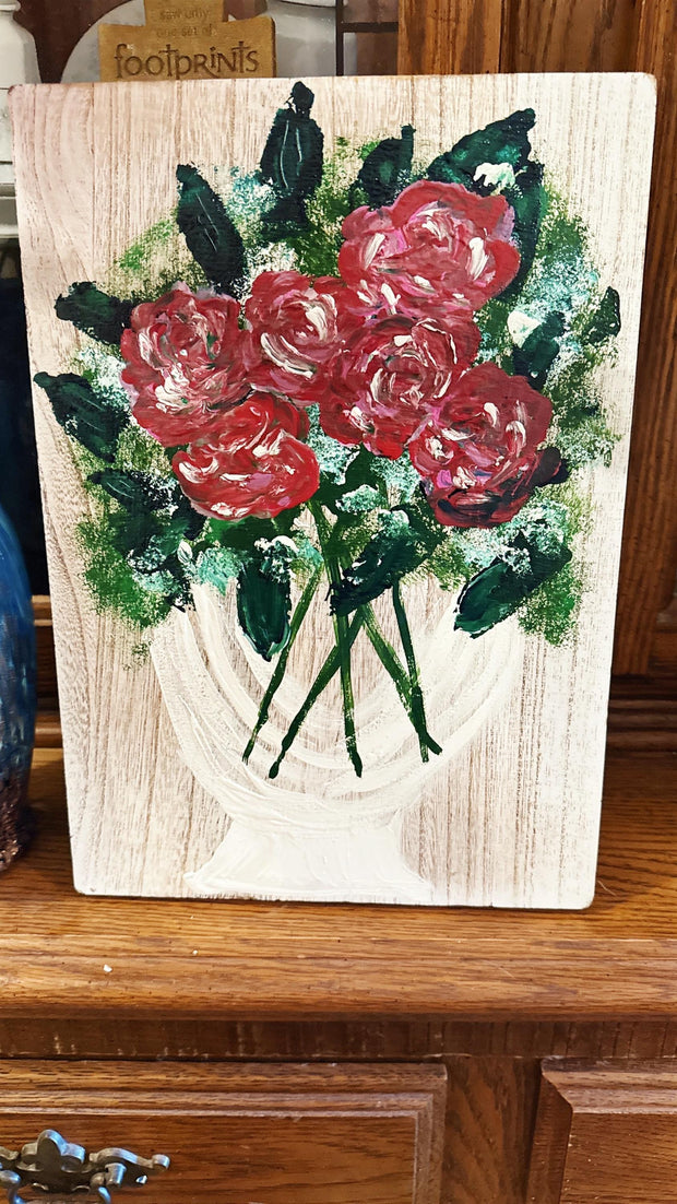Hand painted Hearts Wooden Checkerboard Coffee Table Tray