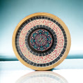 Handcrafted circular mosaic mandala wall art with vibrant colors and intricate patterns, ideal for decorative wall decor.