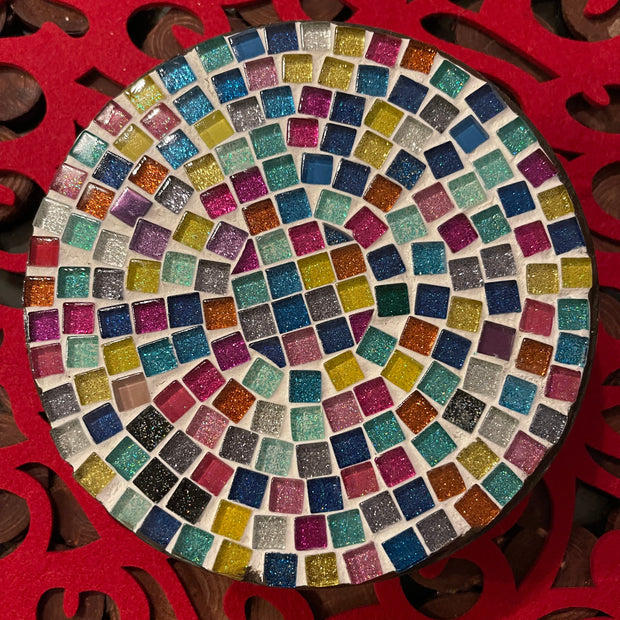 Plant Stand, Handmade Round Plant Stand, Mosaic Plant Riser | SMALL VERSION| Unique Plant Stand