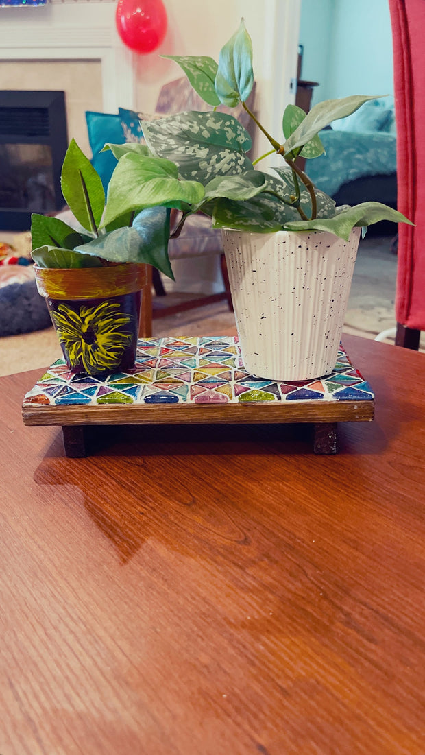 Mosaic Plant Stand | Kitchen Riser | Plant Riser | Decor Riser | Decorative Stand | Mosaic Plant Gift | Colorful Tile Gift | Table Riser